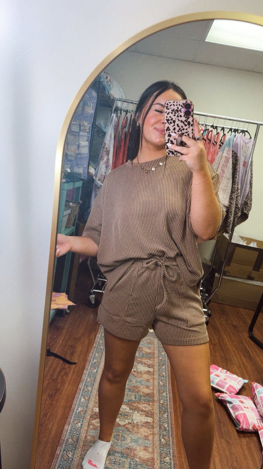 All About Comfort Ribbed Set- Mocha