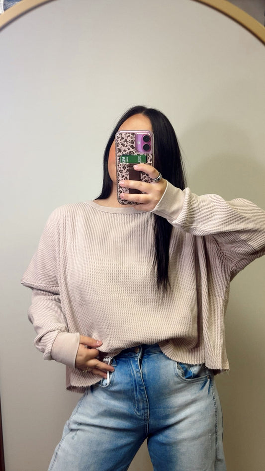 Better Than Basic Waffle Top - Taupe
