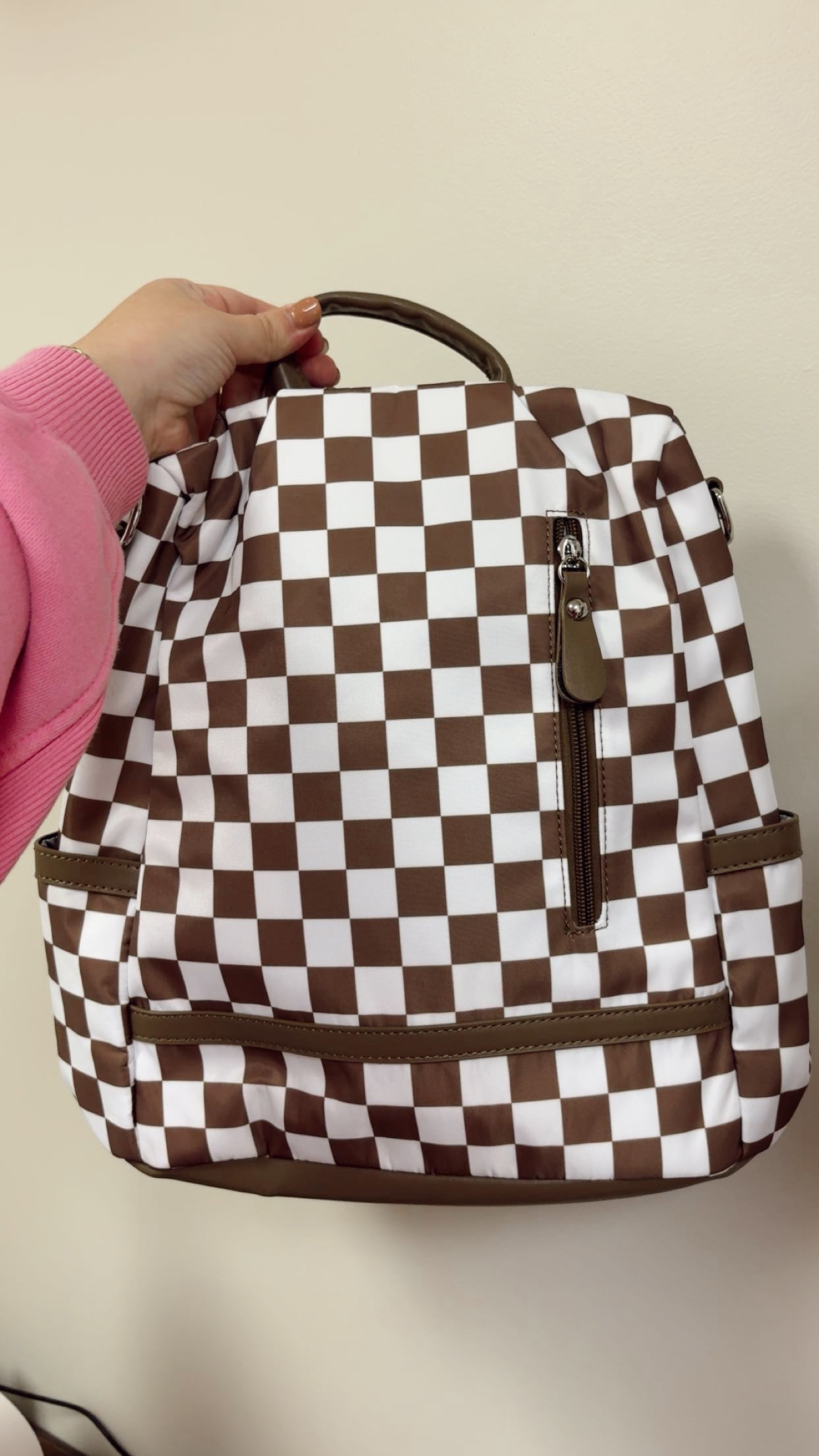 Mocha Checker Backpack