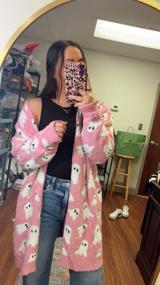 Cloud Cardigan- Pink Ghost