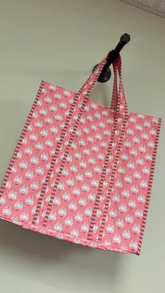 Pink Quilted Tote Bag