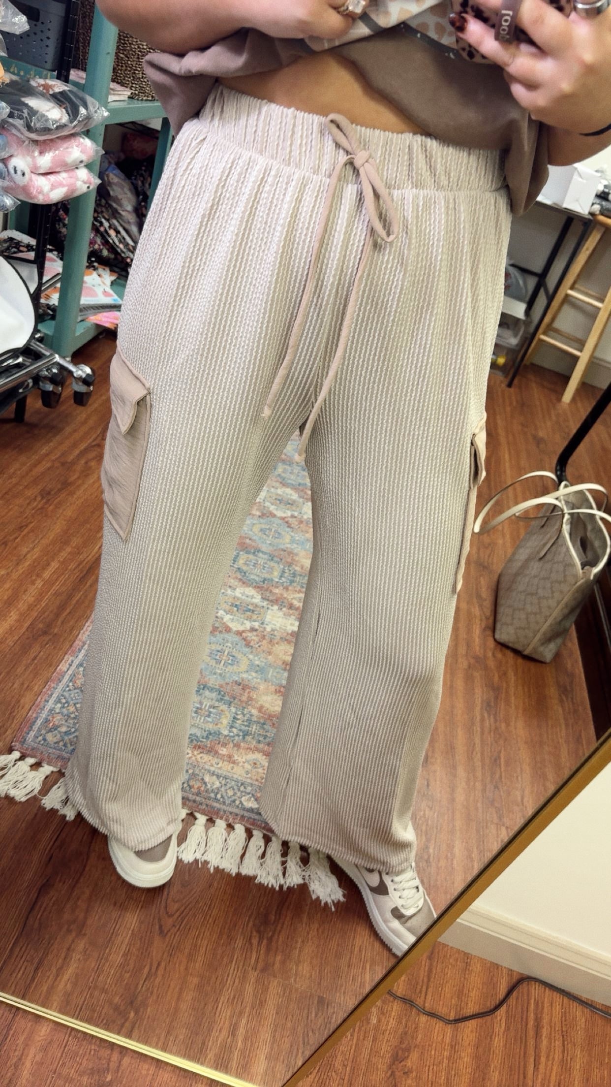 Neutral Hues Ribbed Pants