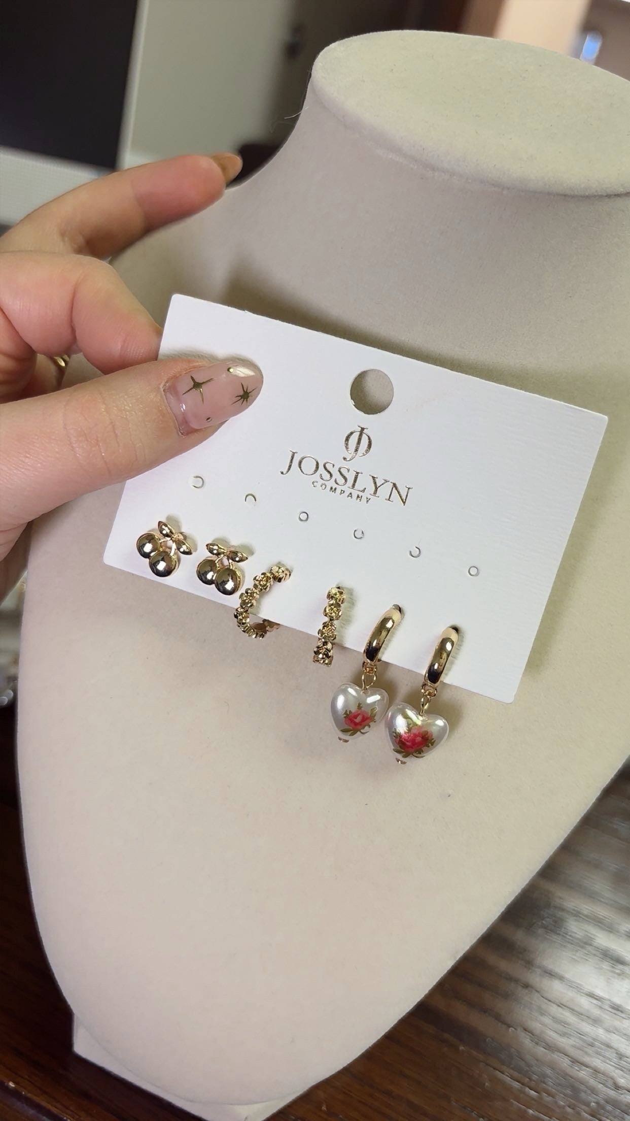 Cherry Floral Earring Trio