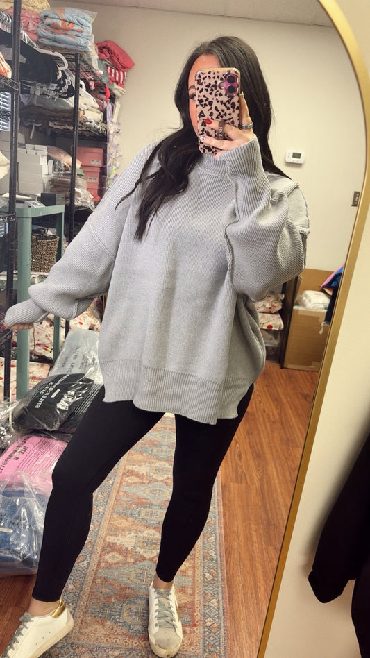 Downtown Oversized Sweater- Heather Gray
