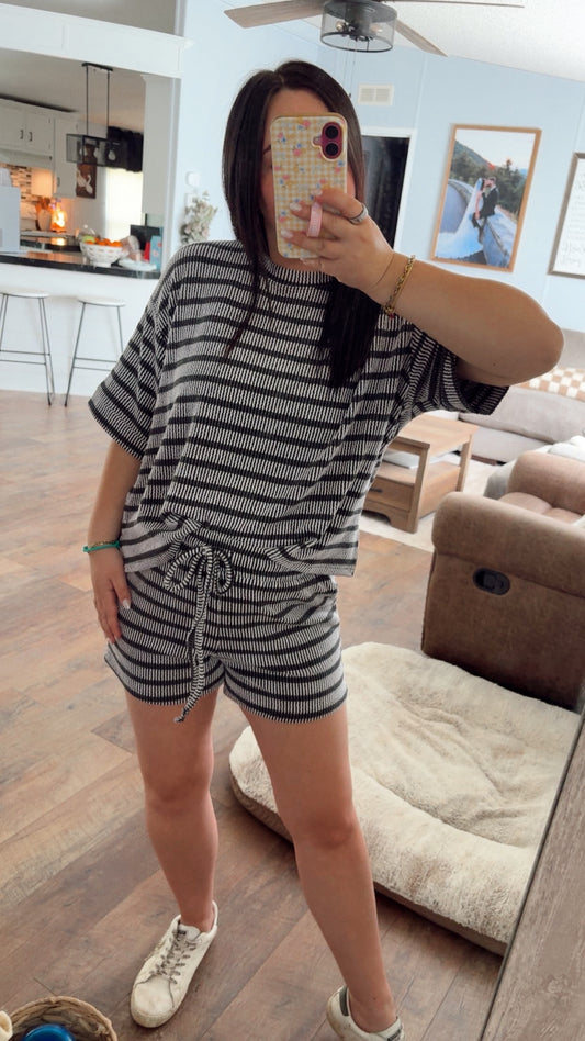 Styling Stripes Ribbed Set - Black