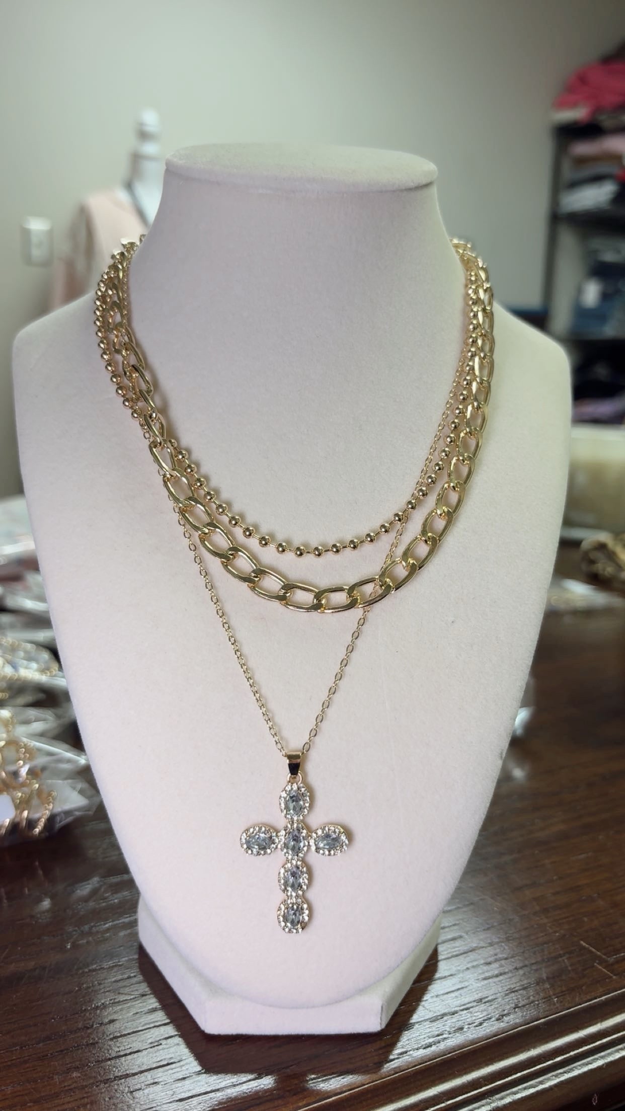 Layered Cross Necklace