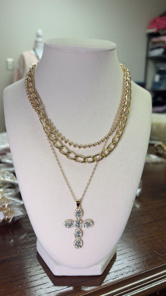 Layered Cross Necklace