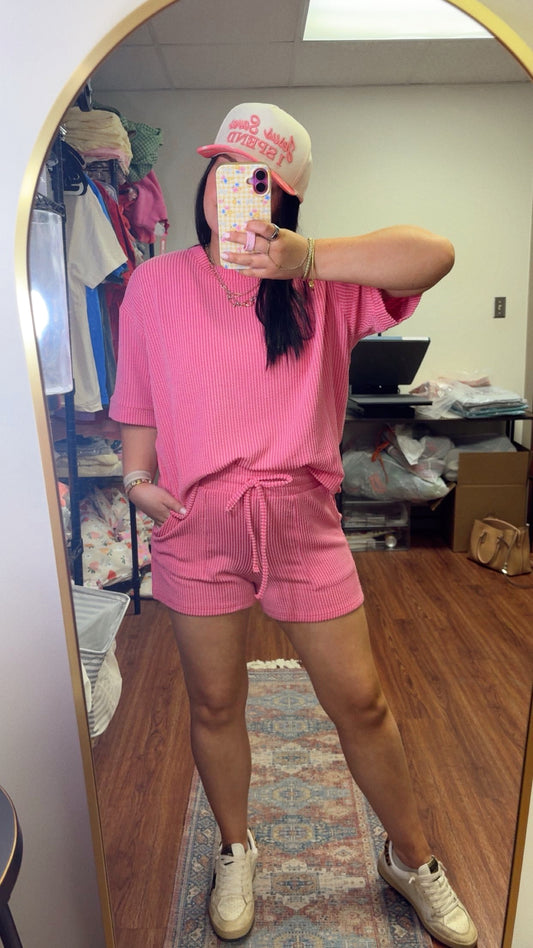 Hot Shot Ribbed Set - Fuchsia