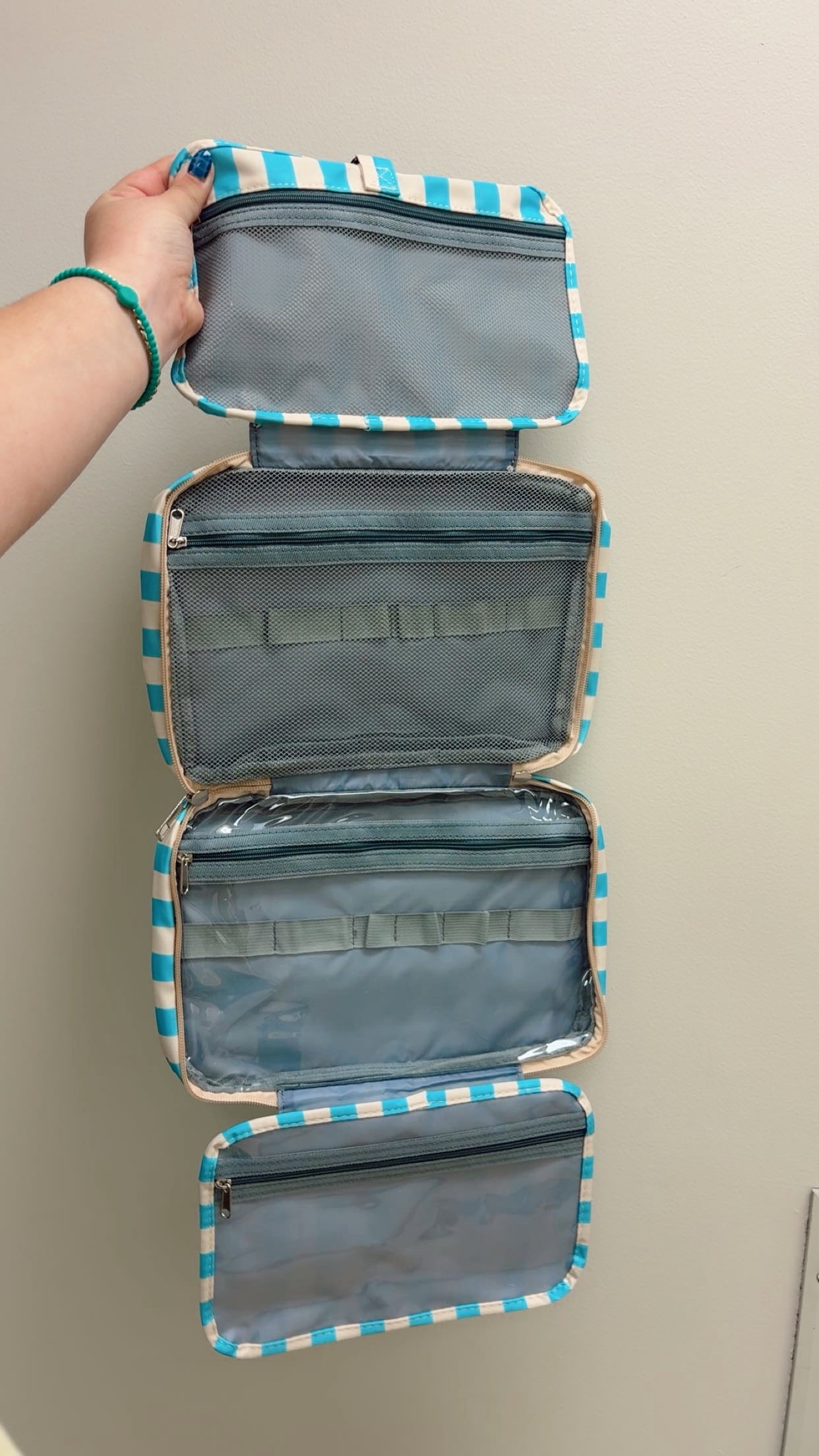 Striped Hanging Toiletry Bag