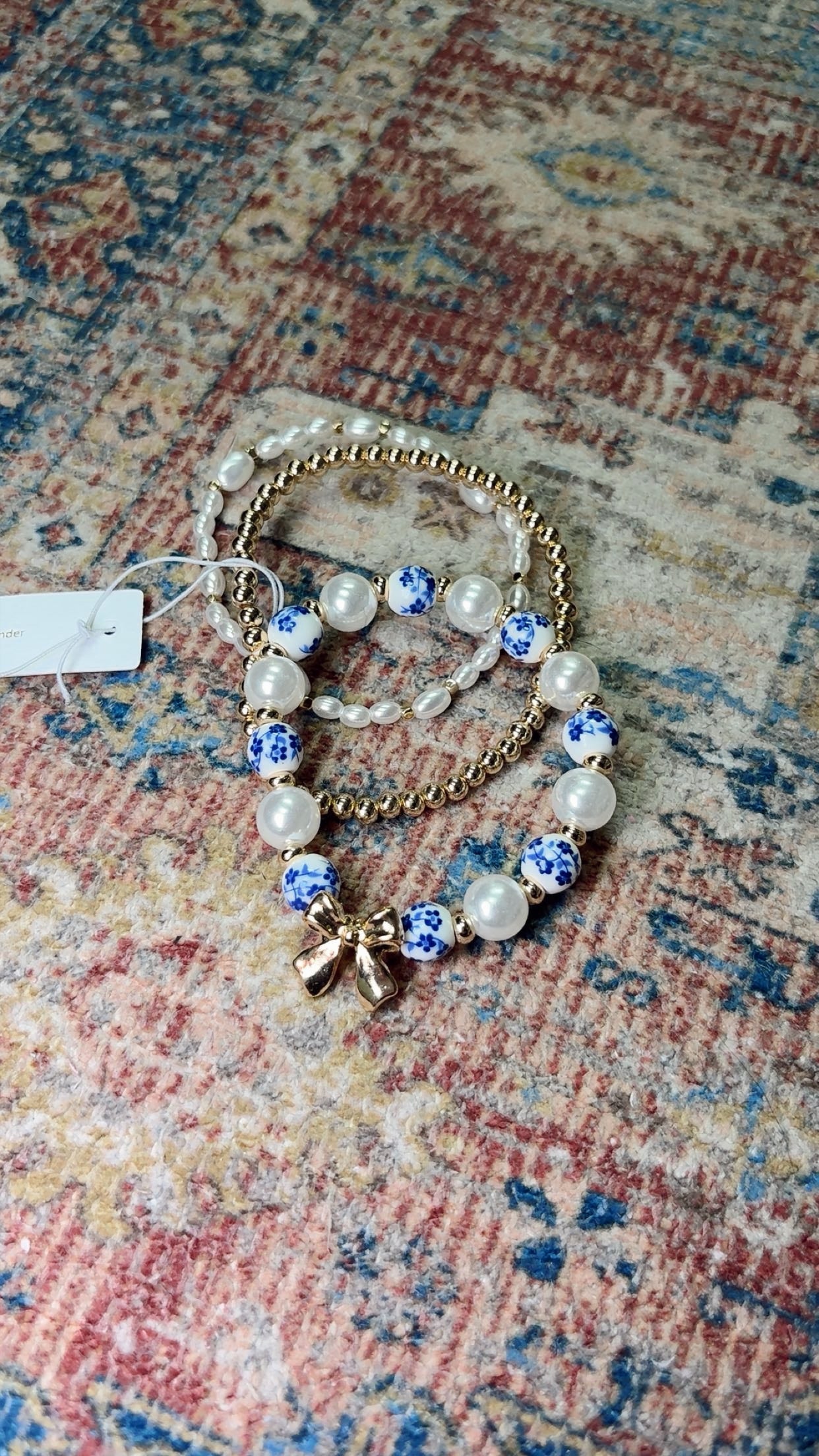 Blue Floral Bracelet Set