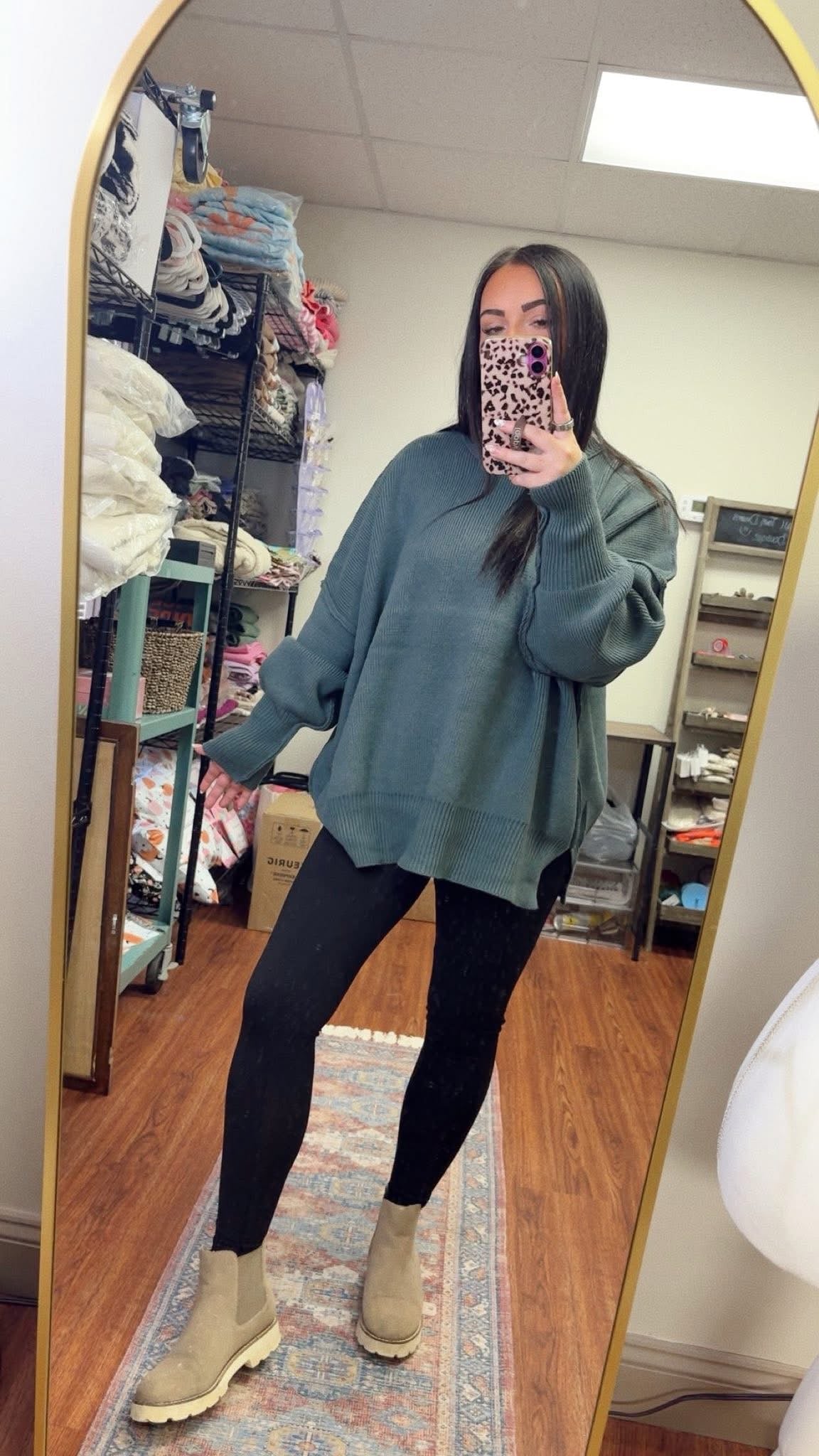 Downtown Oversized Sweater- Ash Jade