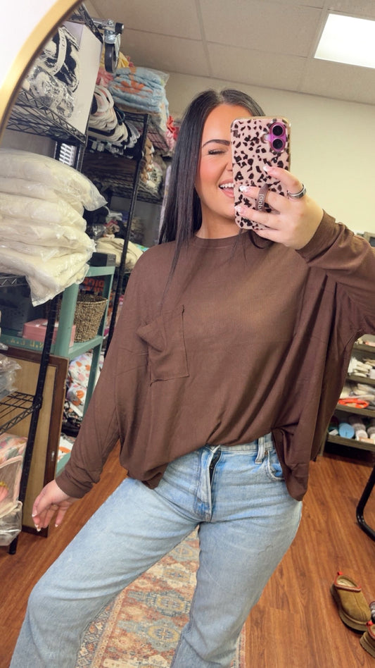 Always Needed Basic Top- Brown