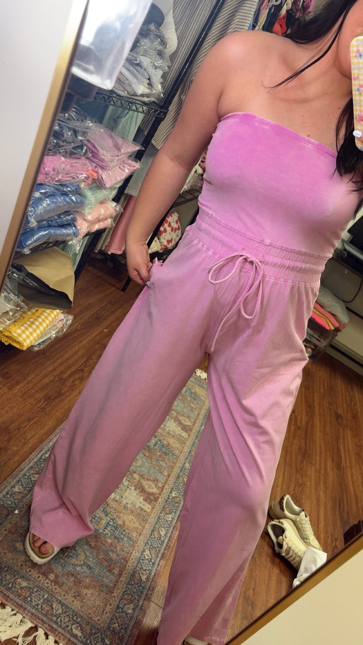 Look Again Strapless Jumpsuit - Mauve