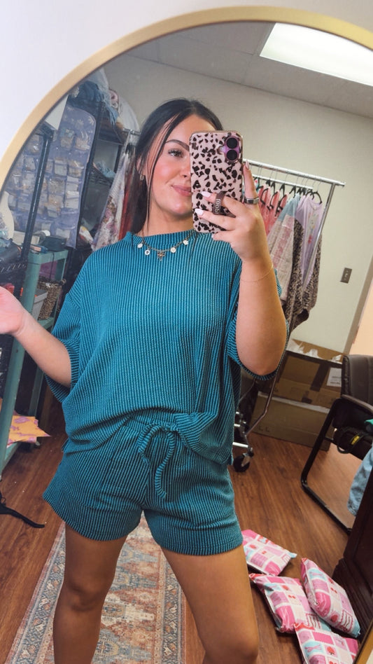 All About Comfort Ribbed Set- Teal