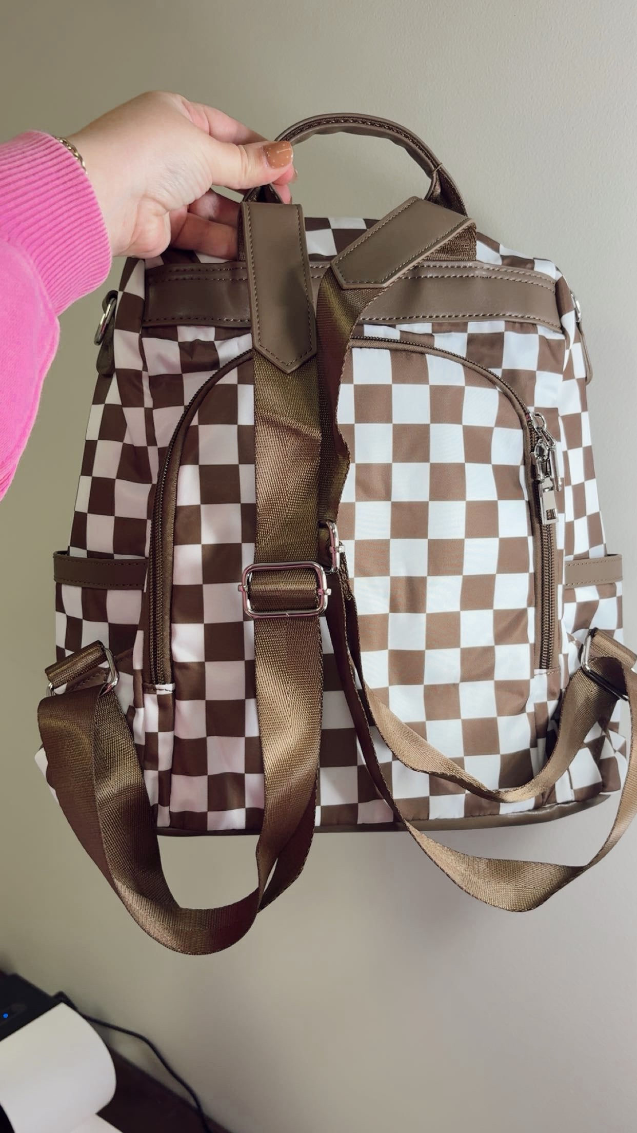 Mocha Checker Backpack