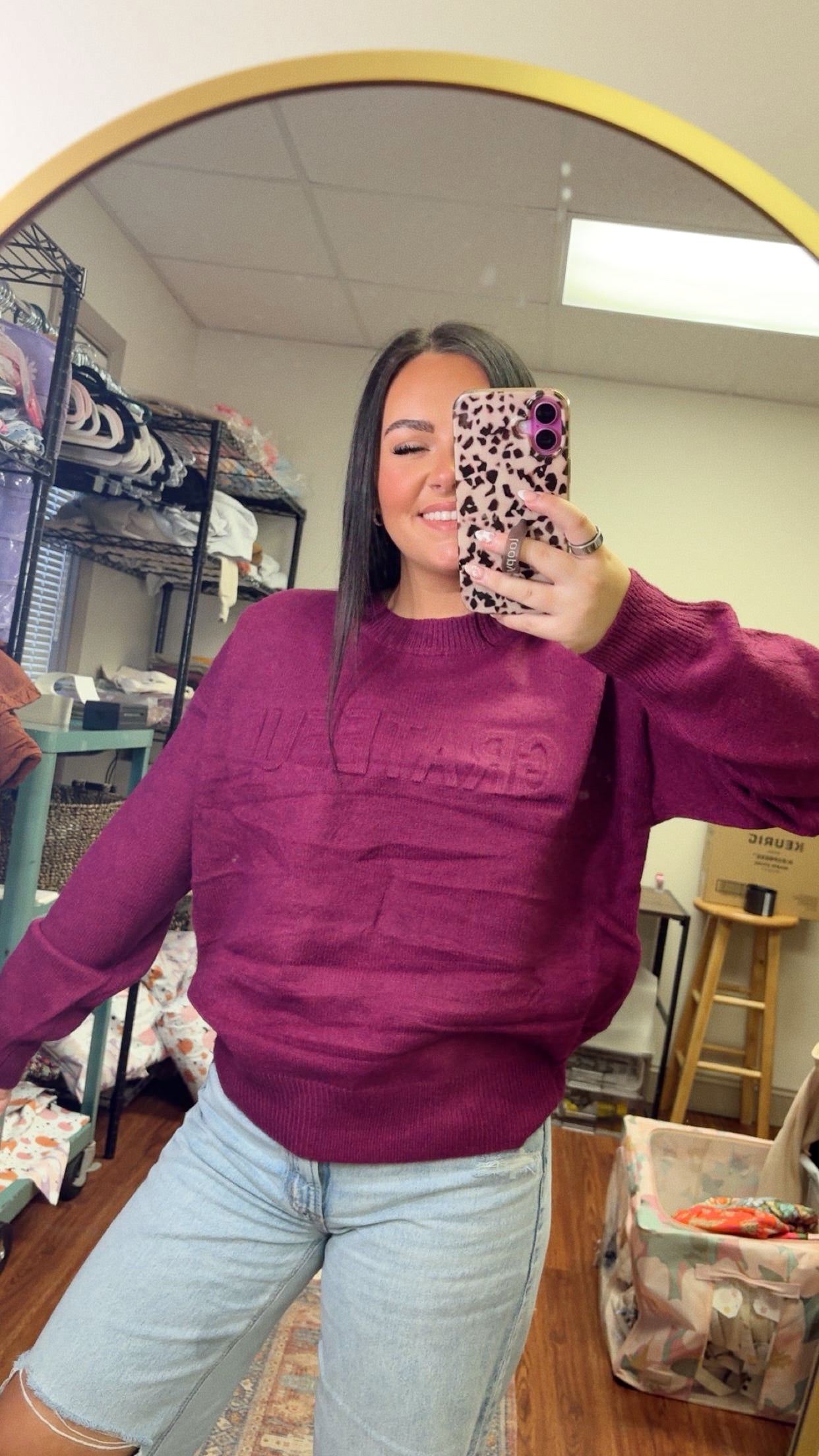 Grateful Embossed Sweater