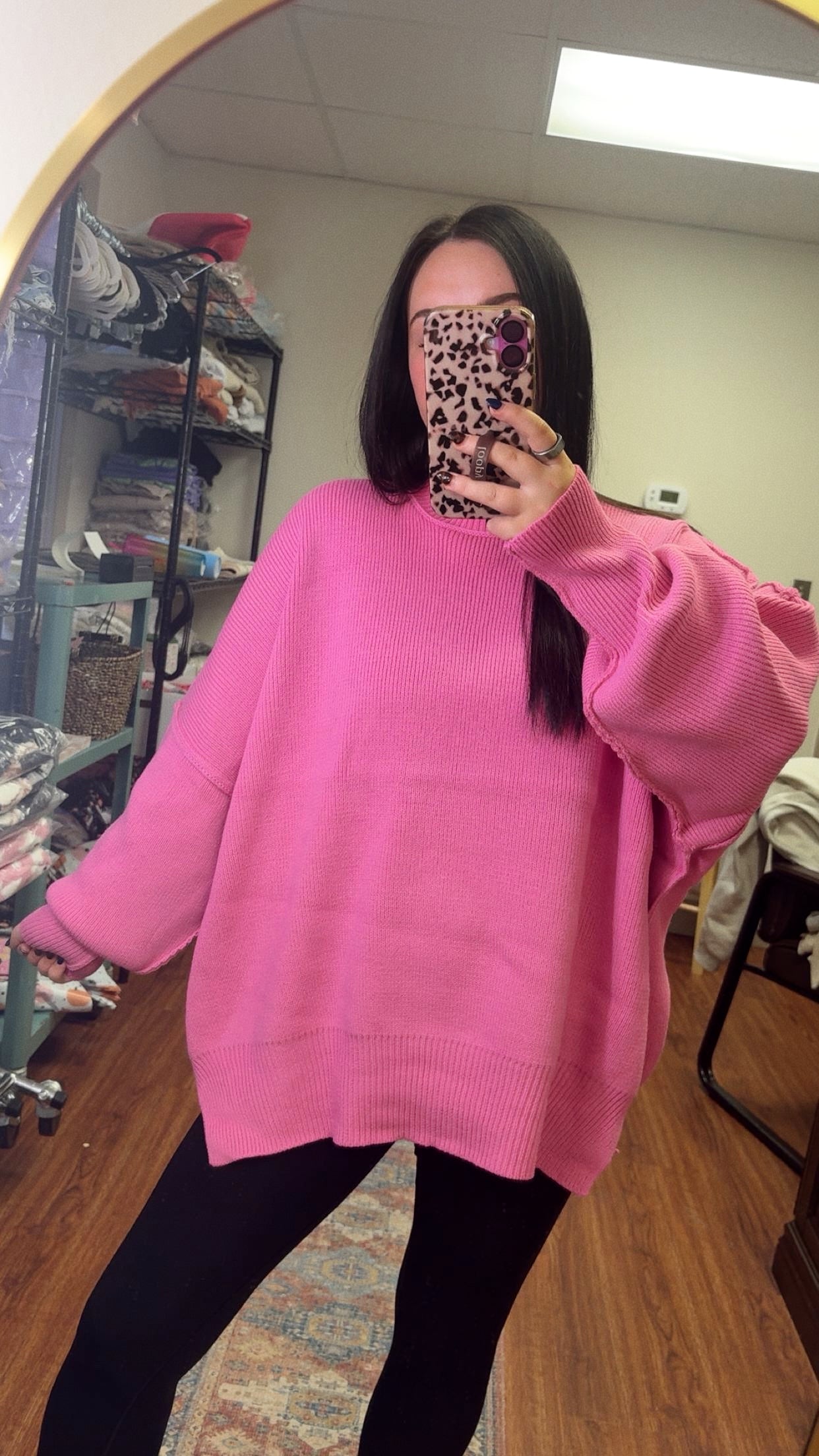 Downtown Oversized Sweater- Pink