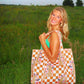Hand Quilted Oversized Tote Bag- Clay Checker