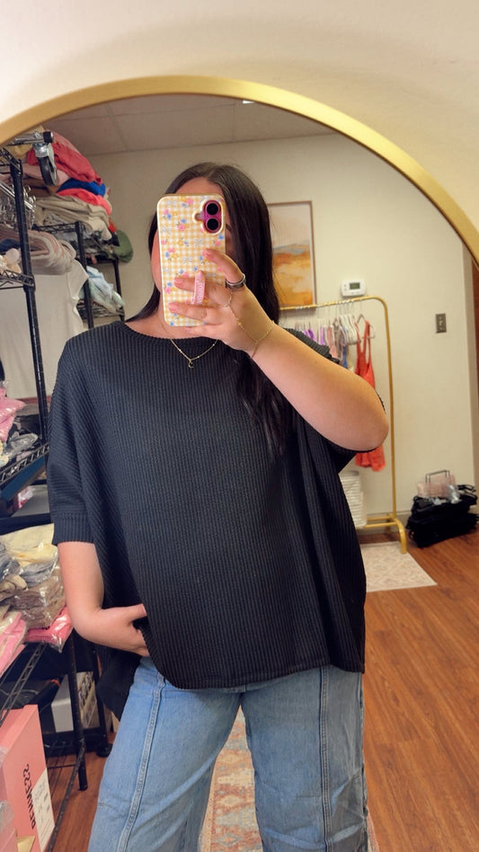 Simple Days Ribbed Top - Black