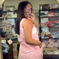 Sunshine And Daisies Overall Dress- Pink