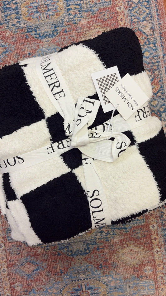Cozy Cashmere Blanket- Black Checker