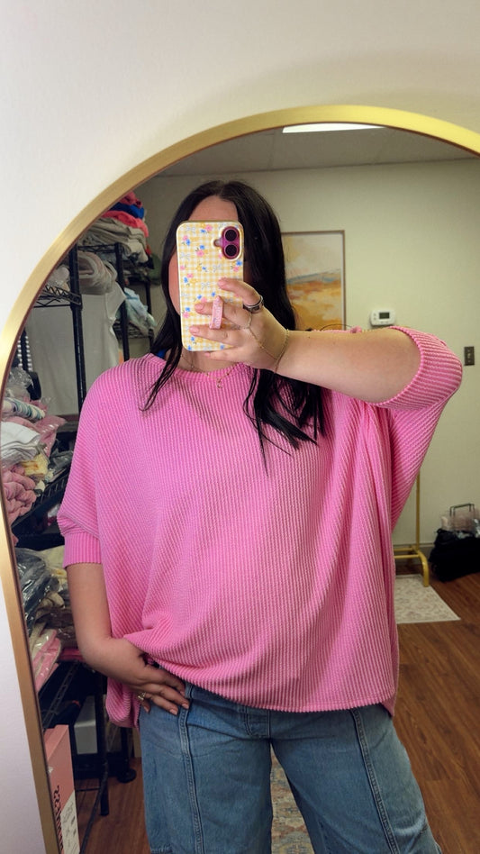 Simple Days Ribbed Top - Candy Pink