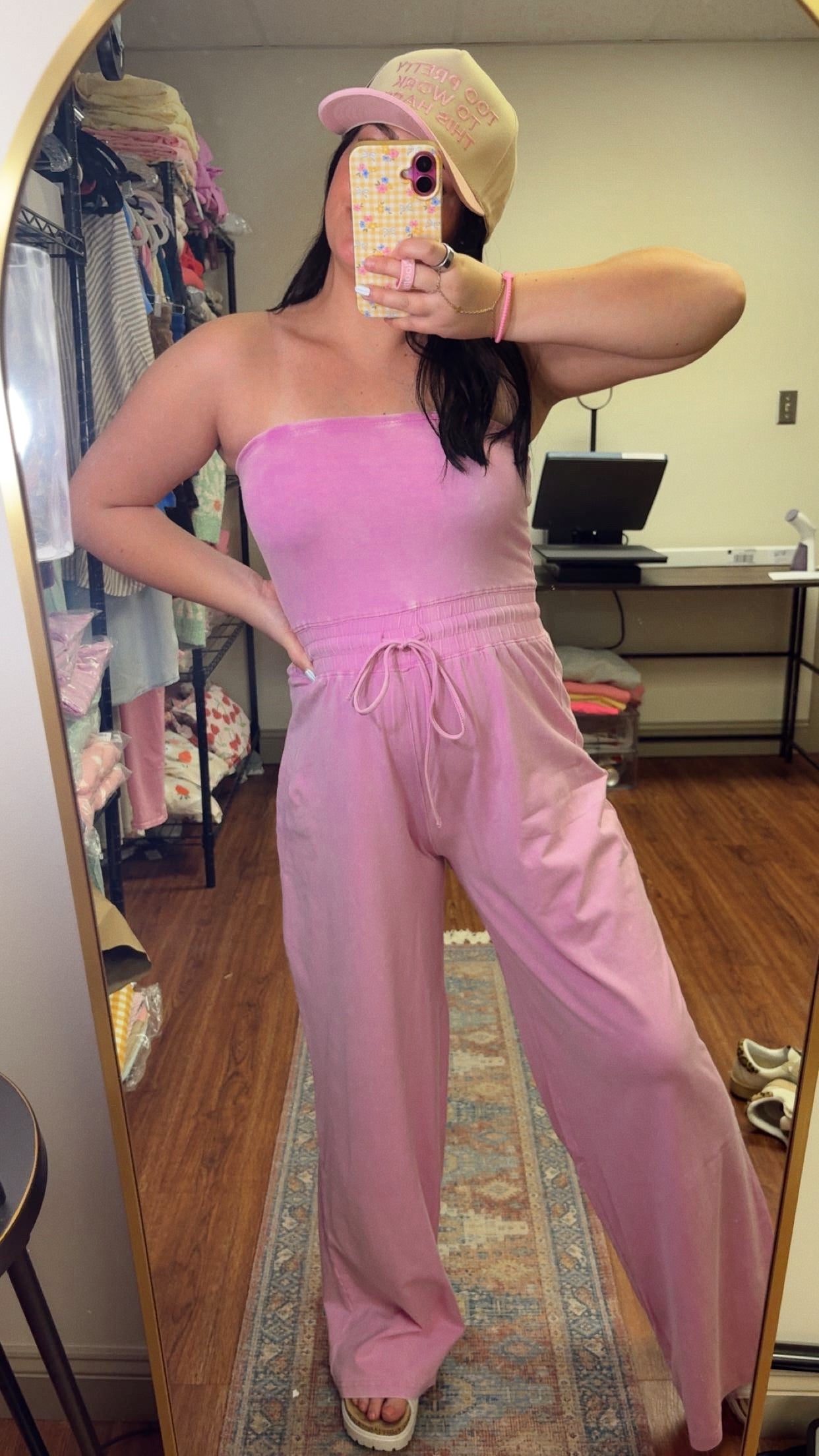 Look Again Strapless Jumpsuit - Mauve