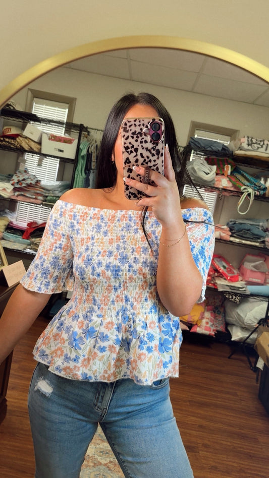 Essie Floral Smocked Top