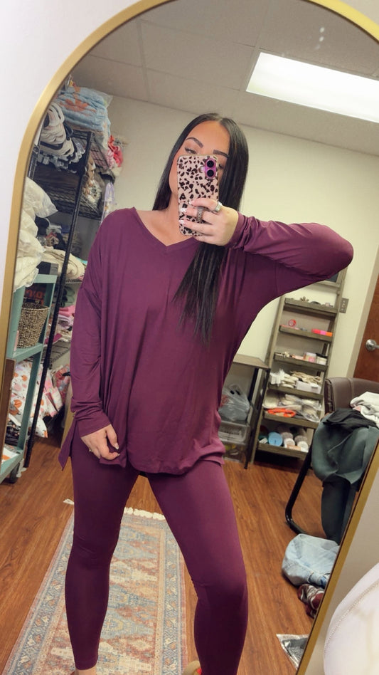 Timeless Long Sleeve Set- Eggplant