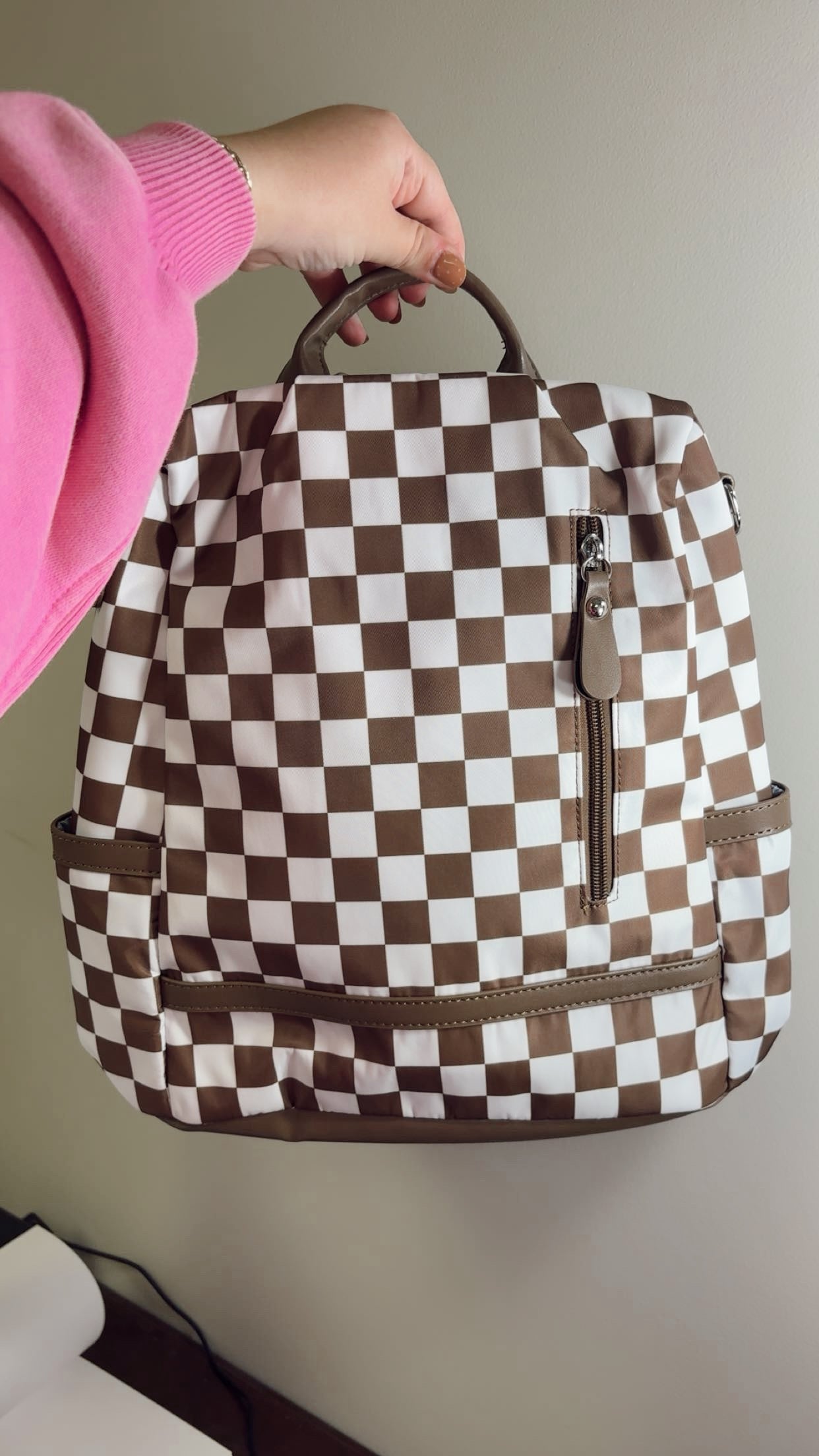 Mocha Checker Backpack