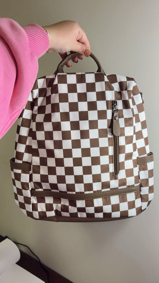 Mocha Checker Backpack