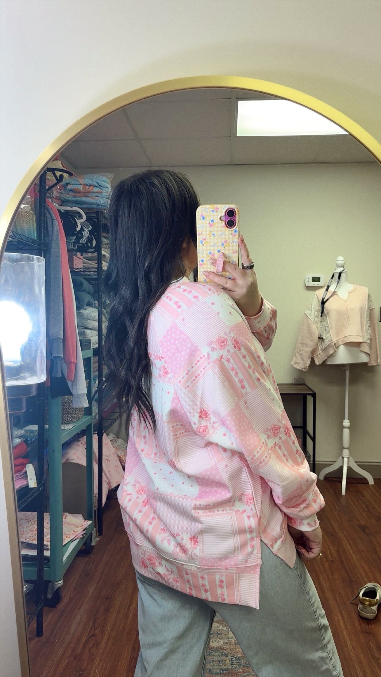 Spring Forward Sweatshirt- Pink Patchwork