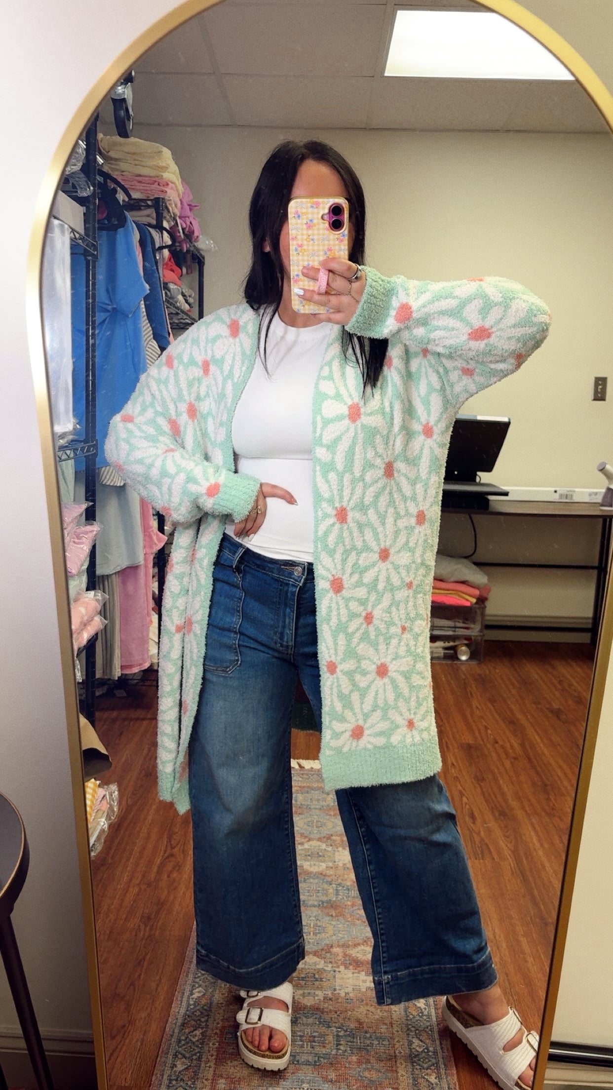 Cloud Cardigan - Mint Daisy