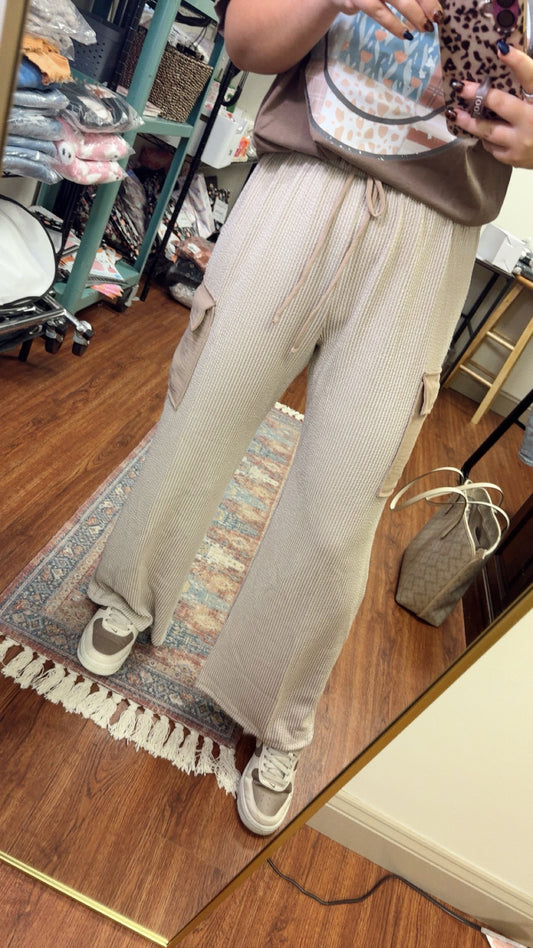 Neutral Hues Ribbed Pants