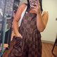 Chocolate Checkered Overalls