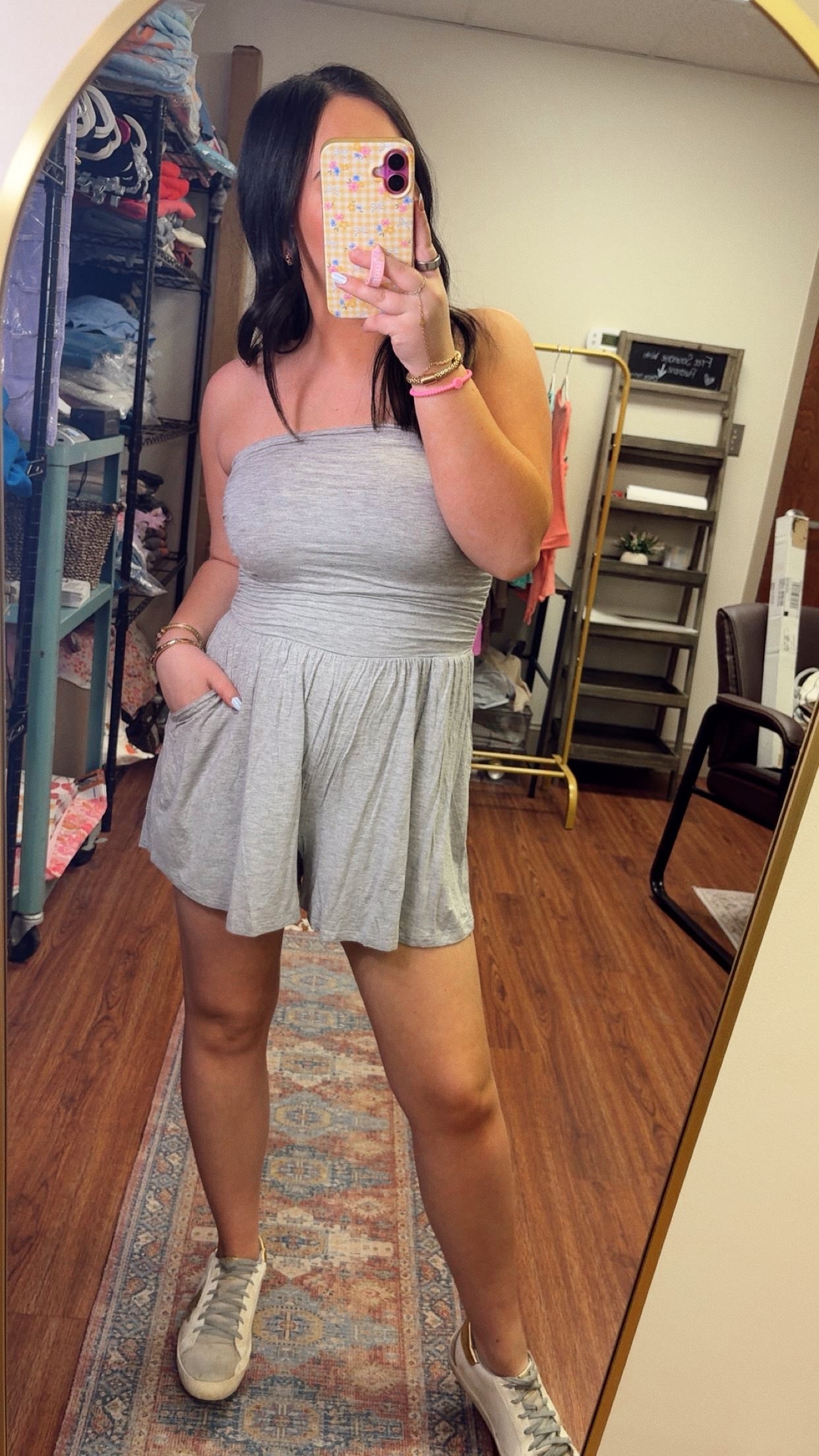 Dolled Up Romper- Heather Gray