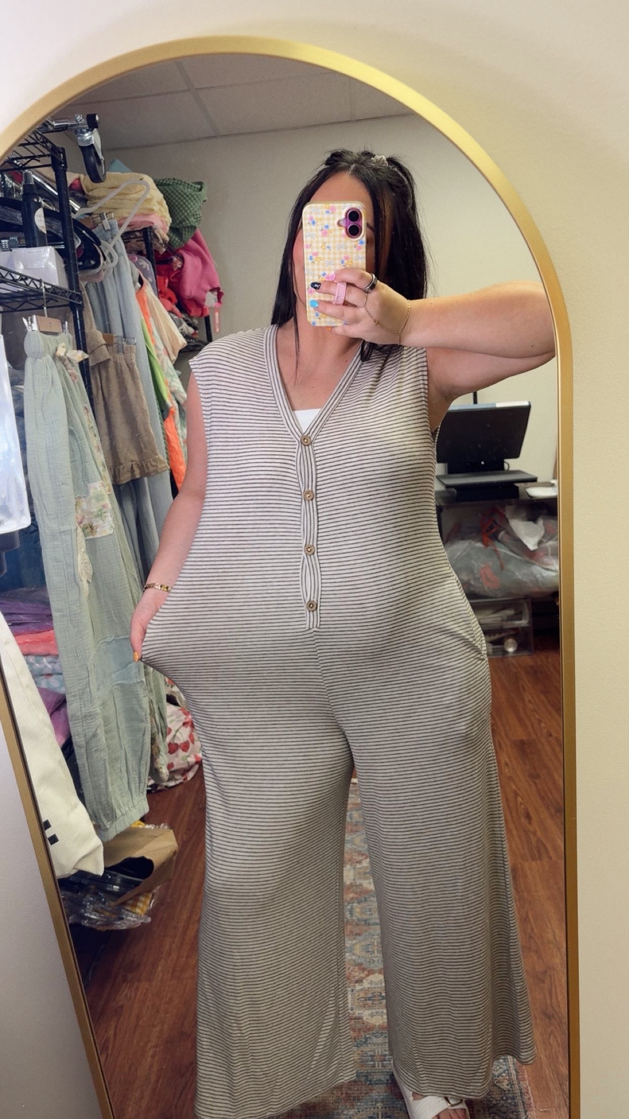 Oatmeal Stripe Jumpsuit