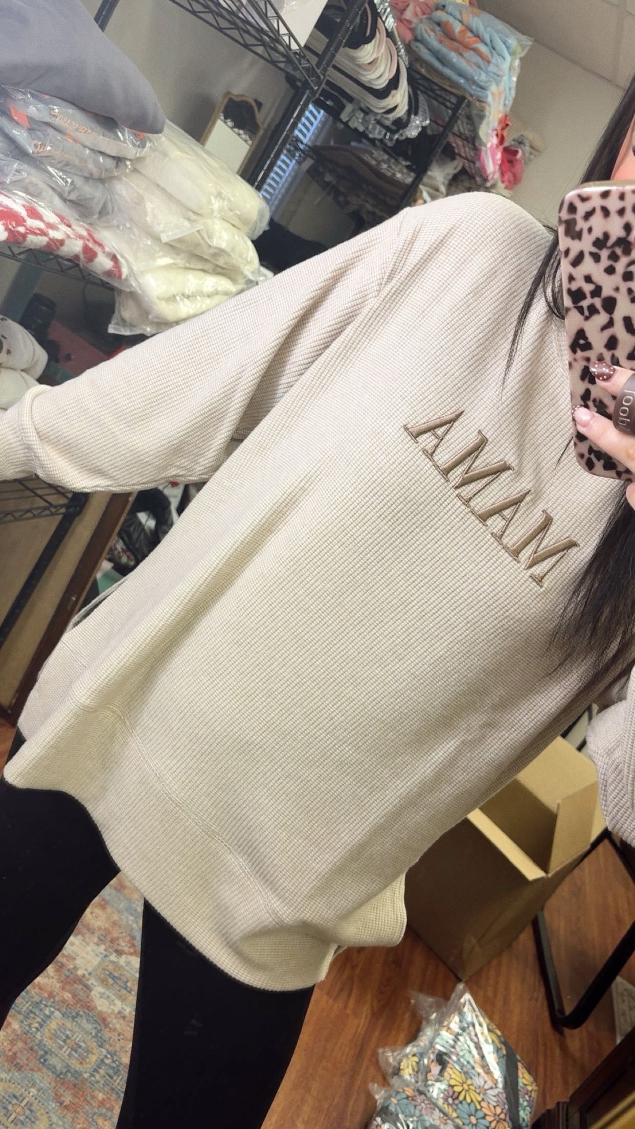 Mama Waffle Knit Top