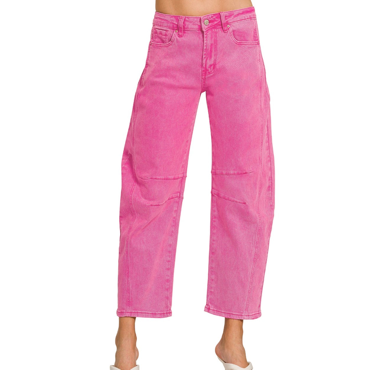 Bold Barrel Jeans - Hot Pink