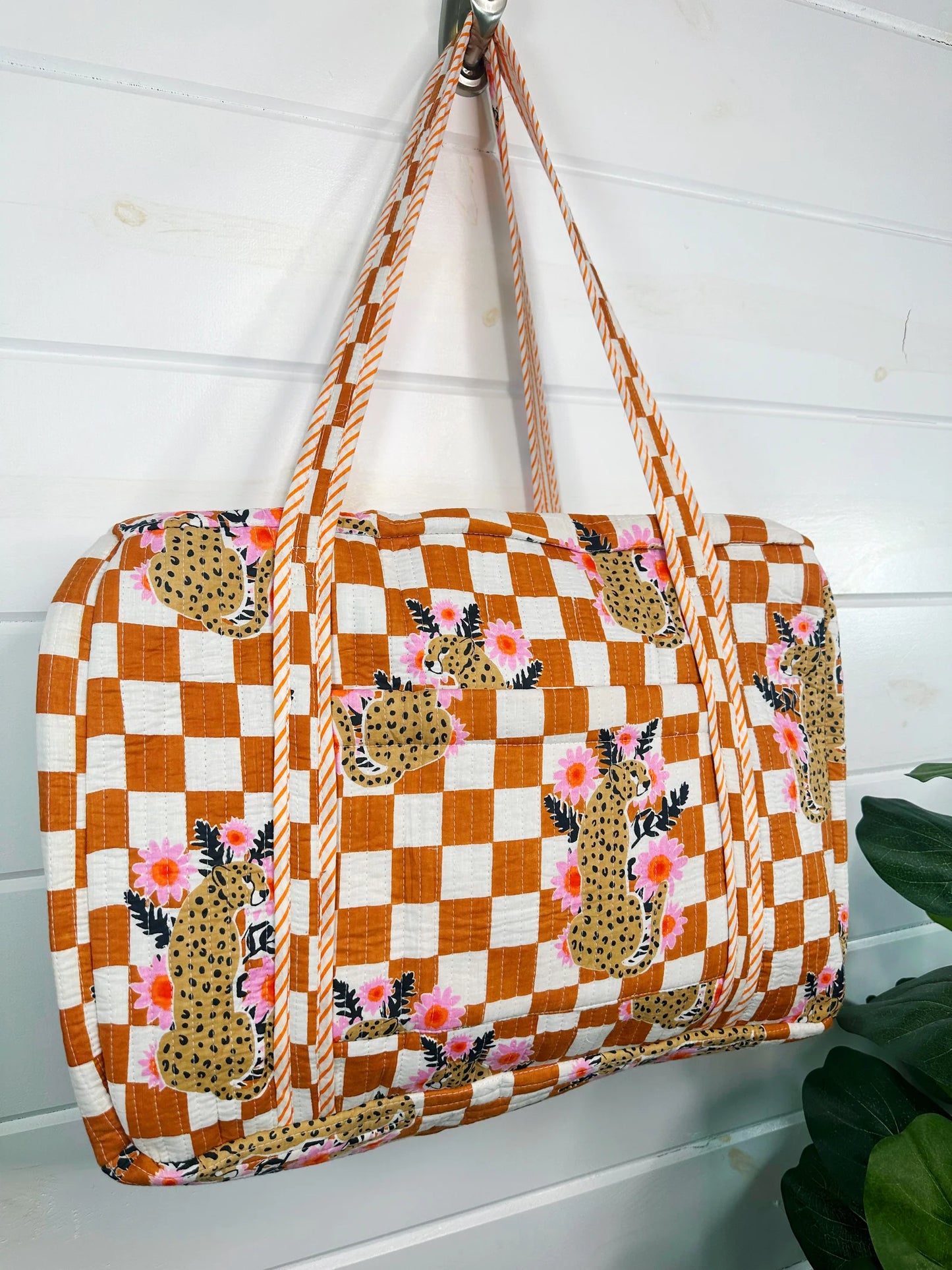 Hand Quilted Overnight Bag- Clay Checker