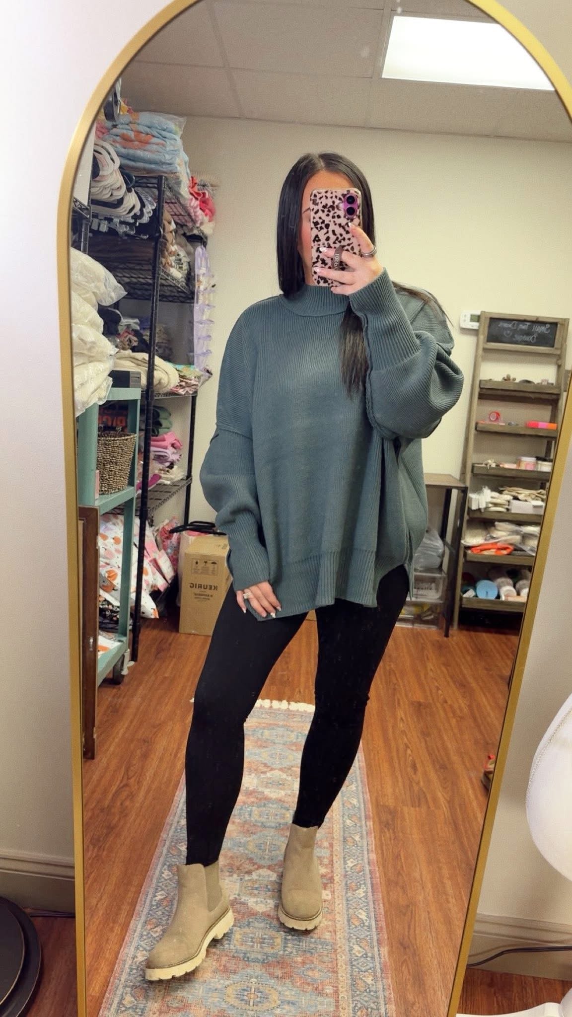 Downtown Oversized Sweater- Ash Jade