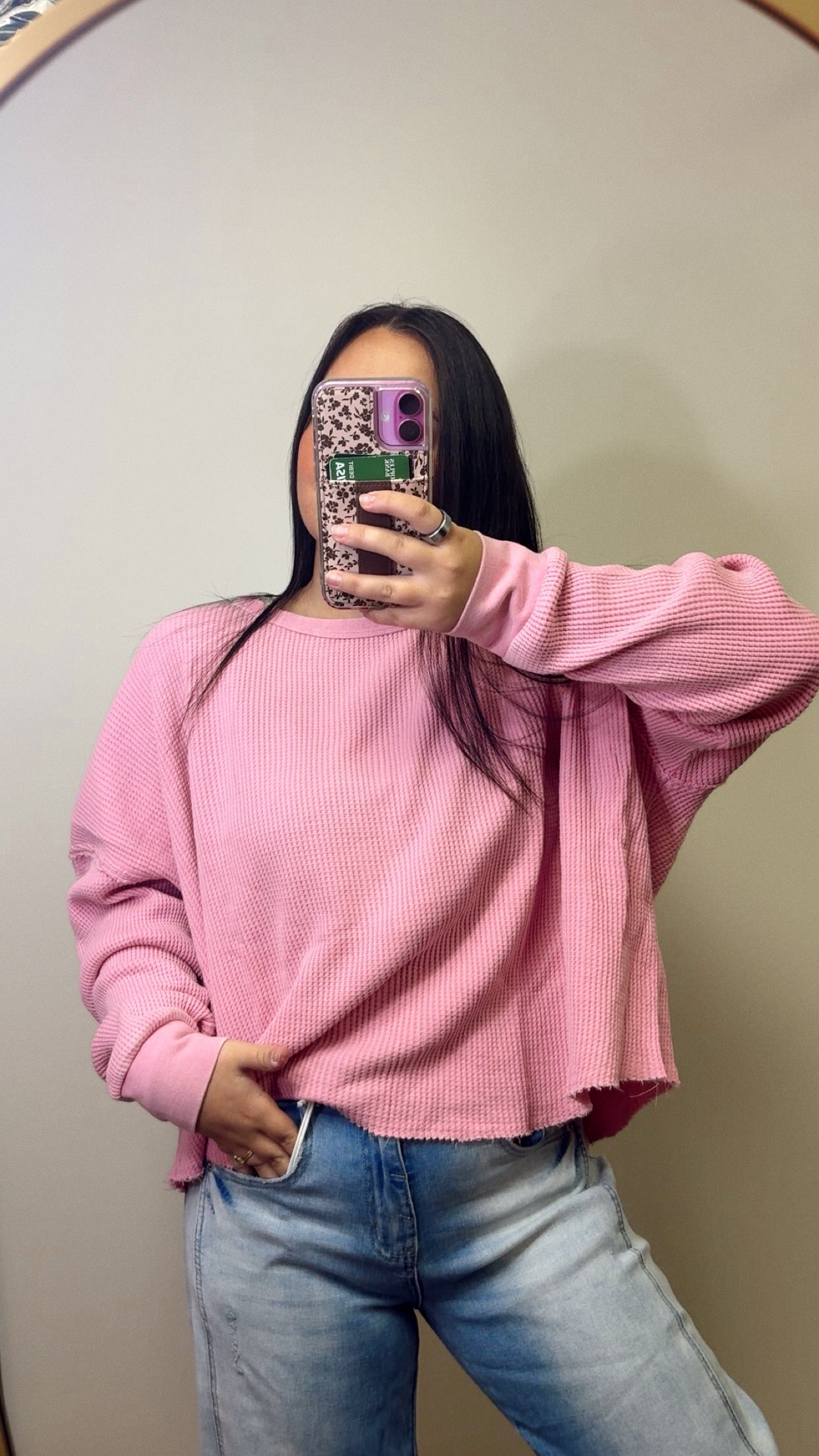 Better Than Basic Waffle Top - Pink