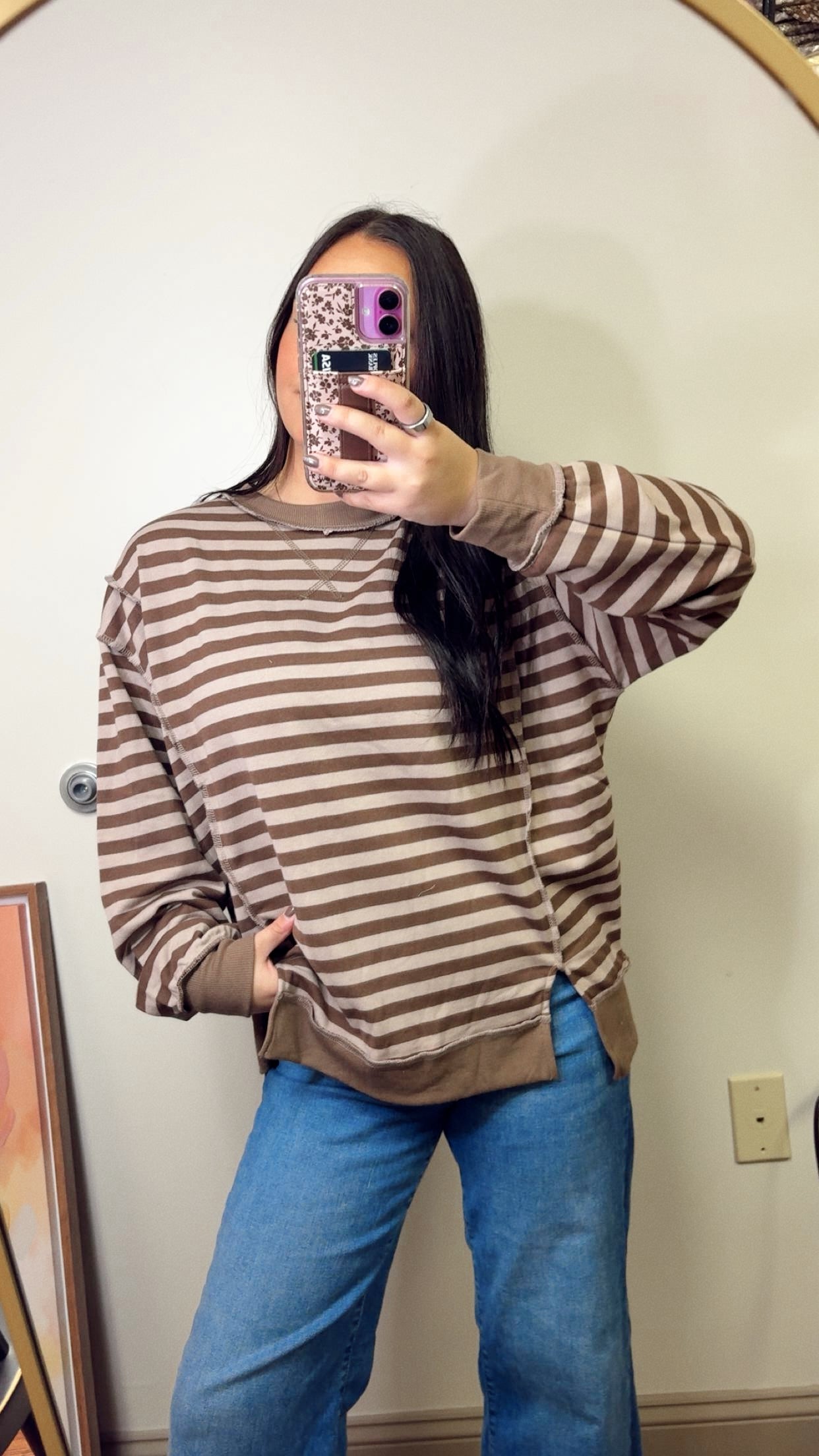 Thankful Striped Sweatshirt