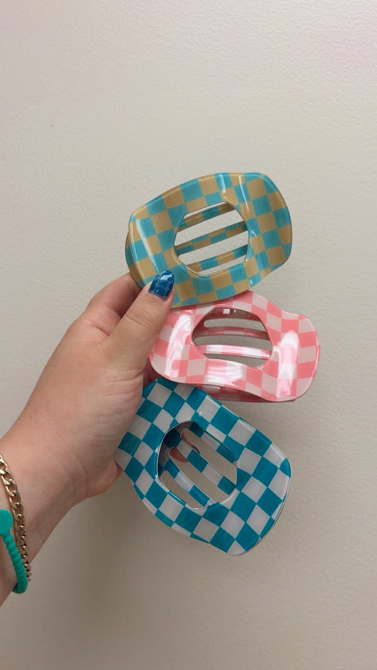 Checker Flat Claw Clips
