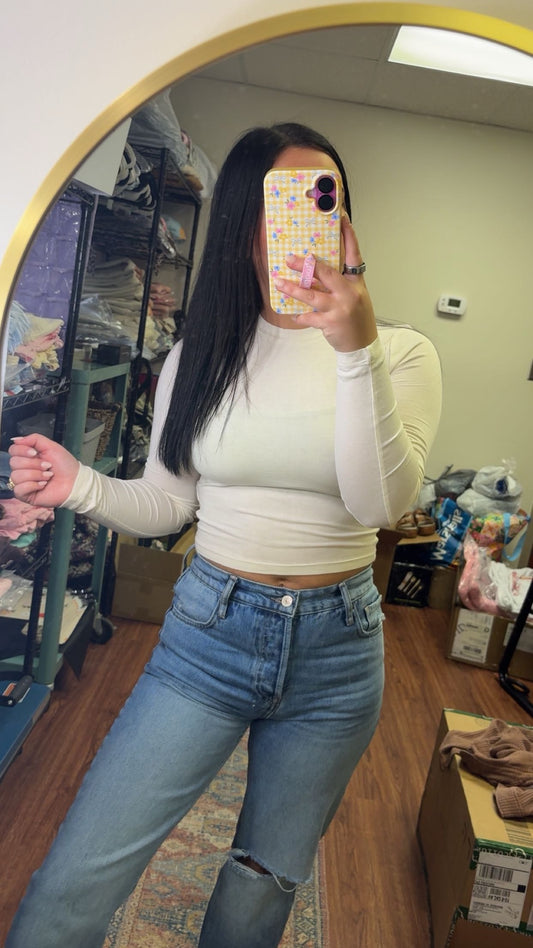 Basic Cropped Long Sleeve- Cream