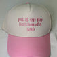 Husband's Tab Embroidered Hat- Pink