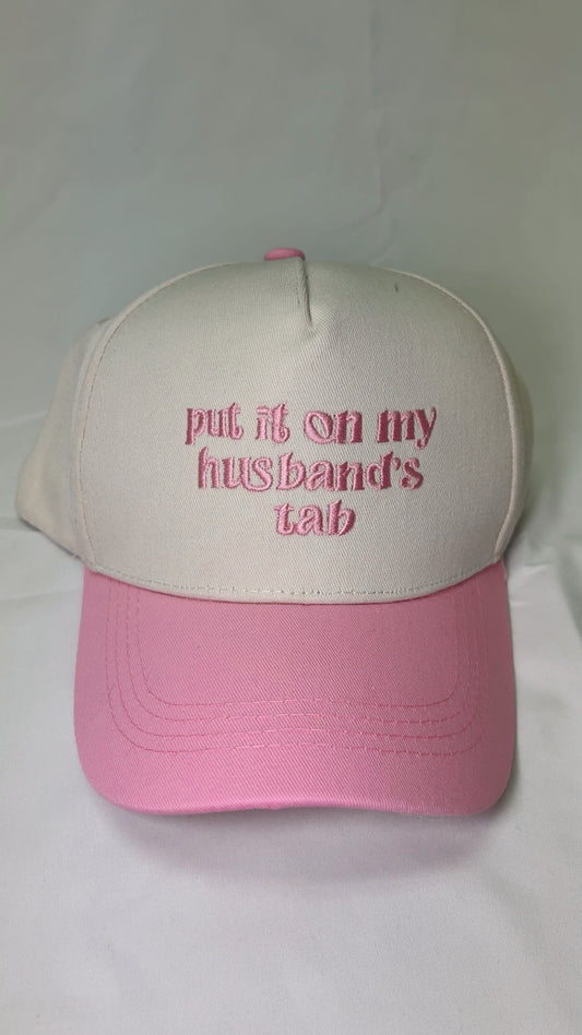 Husband's Tab Embroidered Hat- Pink