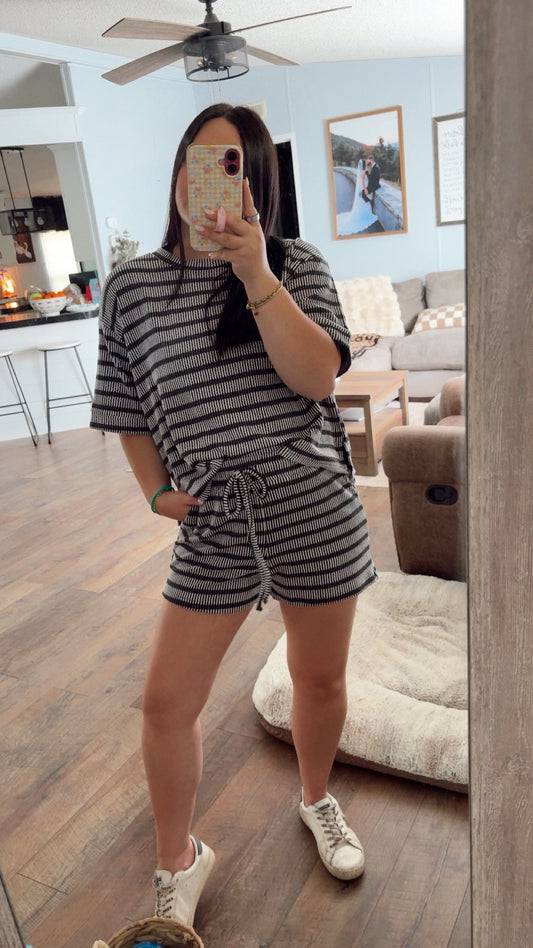 Styling Stripes Ribbed Set - Black
