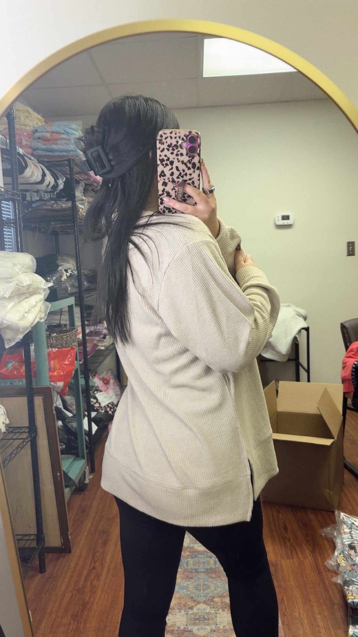 Mama Waffle Knit Top