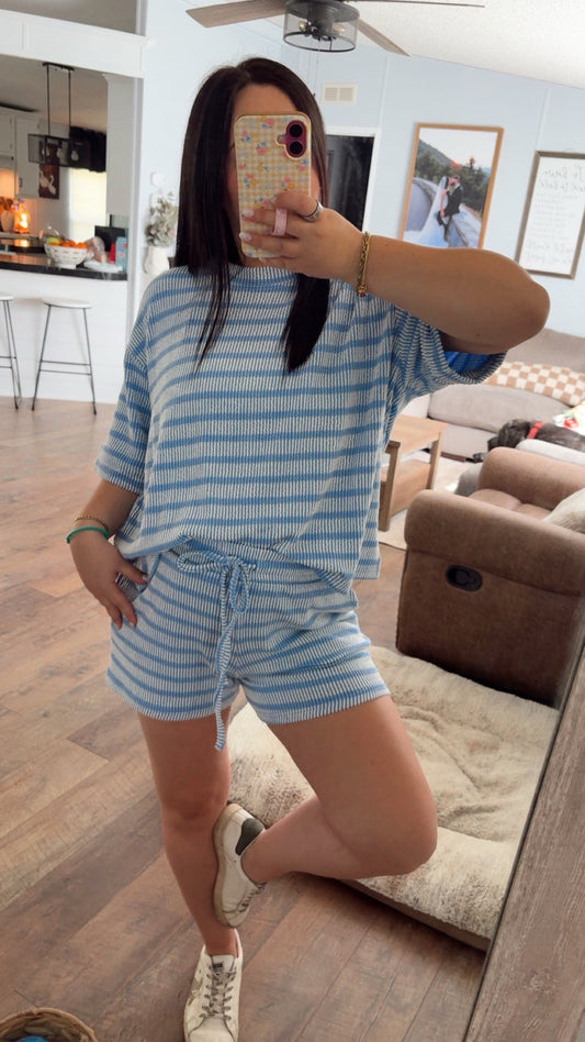 Styling Stripes Ribbed Set - Cornflower Blue